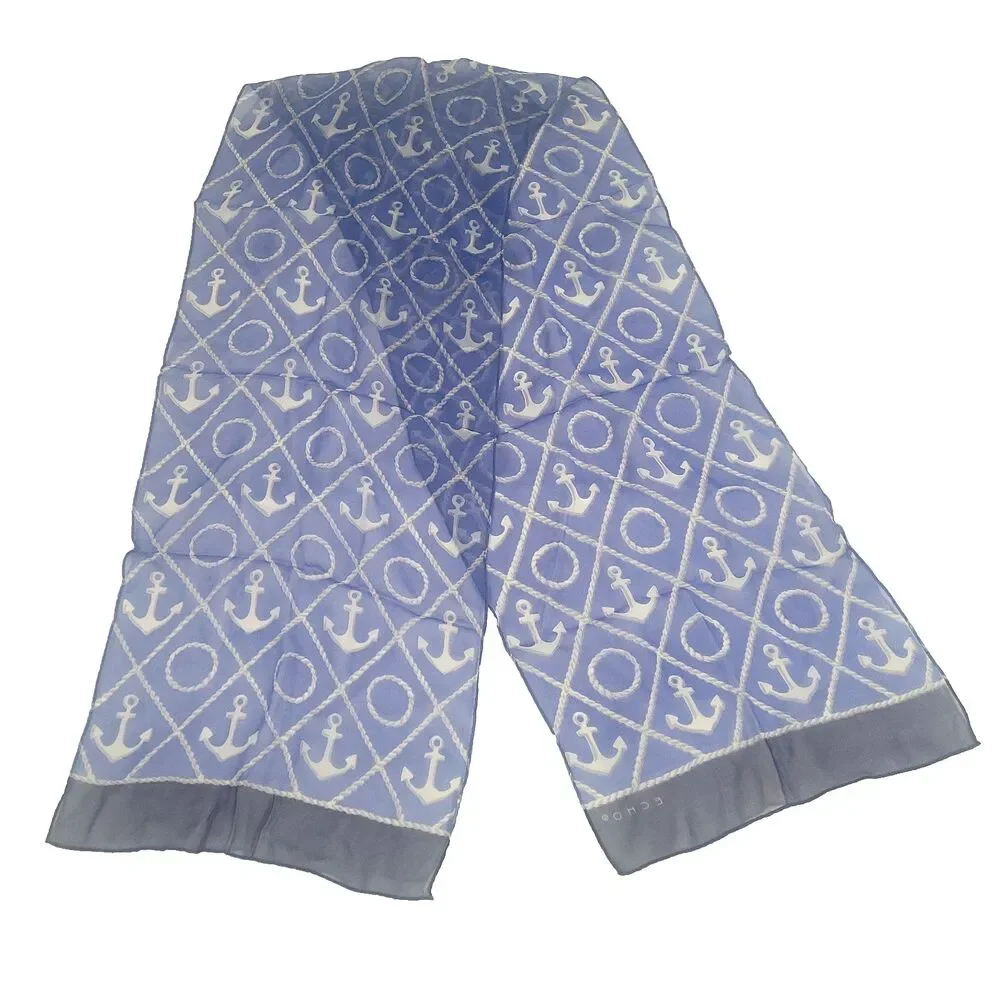Nautical Silk Anchor Rectangular Scarf Echo 55
